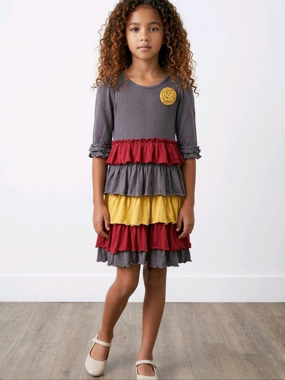 Sado GIRLS SIZE 9/10 little girls boutique TIERED FALL colors DRESS Adorable